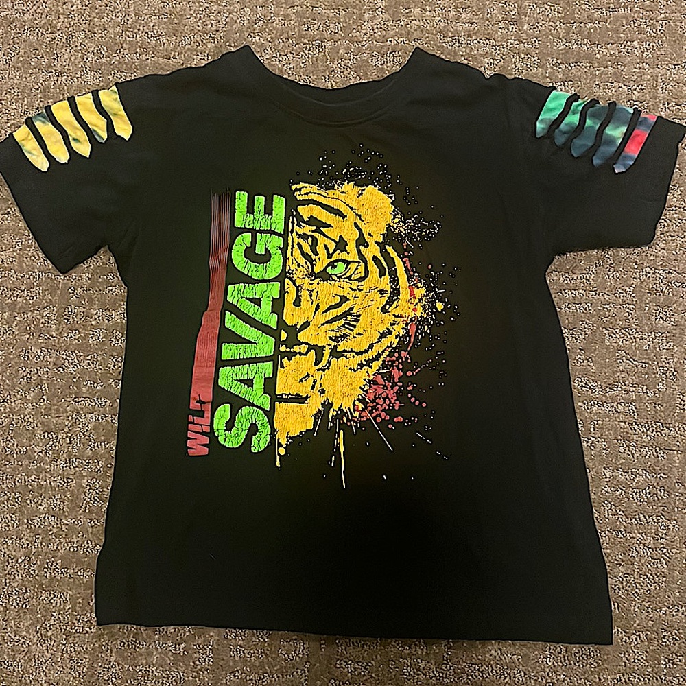 Panyc size 8 savage shirt. cool & colorful tears In the sleeves. Like new.